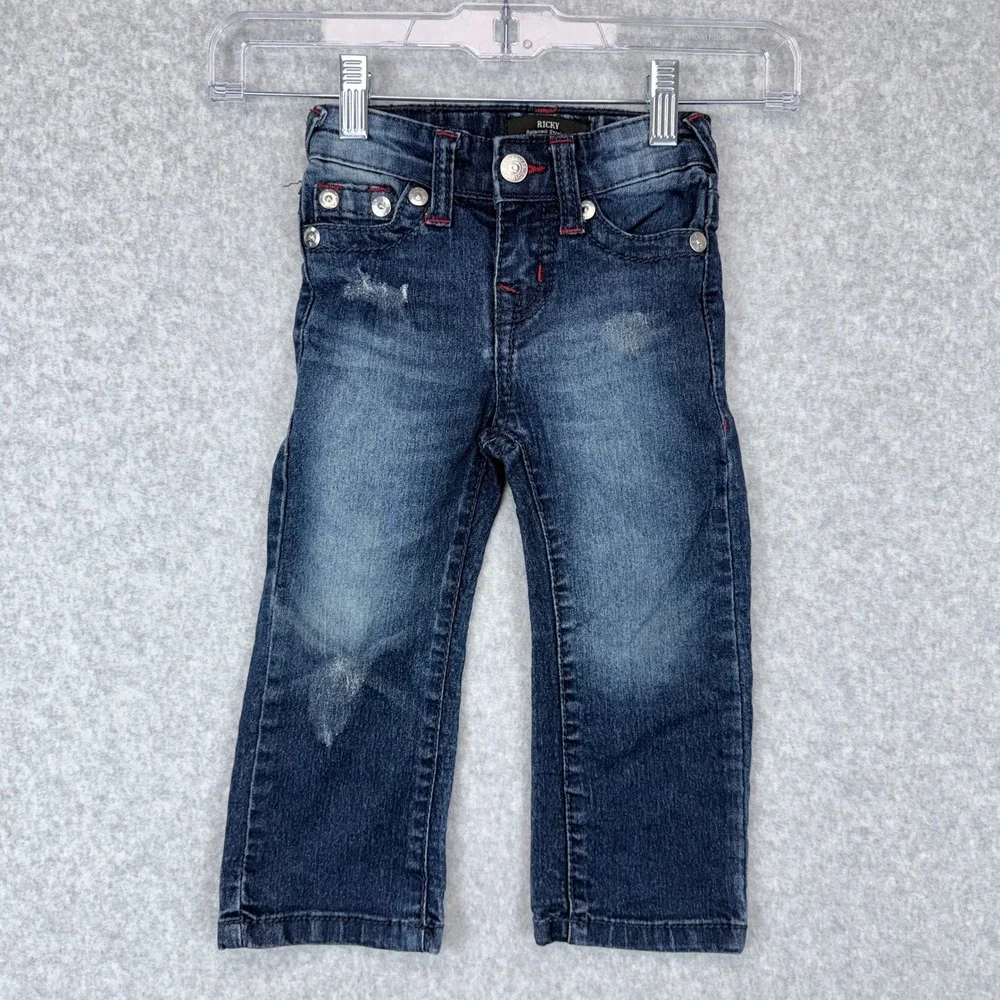 True Religion Ricky Relaxed Straight Jeans Kids 2T Blue Denim Streetwear Casual - Picture 1 of 7